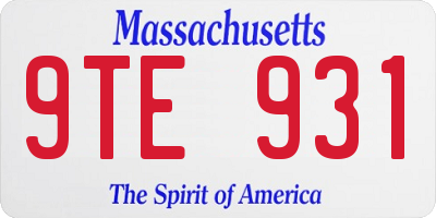MA license plate 9TE931