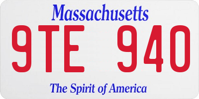 MA license plate 9TE940