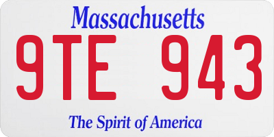 MA license plate 9TE943