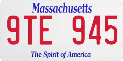 MA license plate 9TE945
