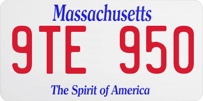 MA license plate 9TE950