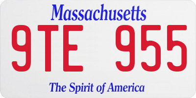 MA license plate 9TE955