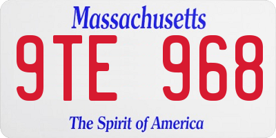 MA license plate 9TE968