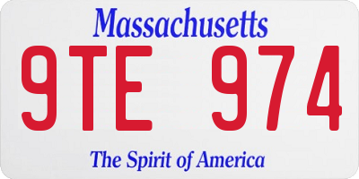 MA license plate 9TE974