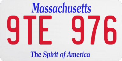 MA license plate 9TE976