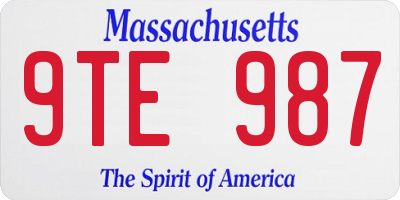 MA license plate 9TE987