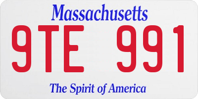 MA license plate 9TE991