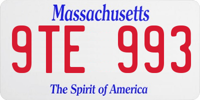 MA license plate 9TE993