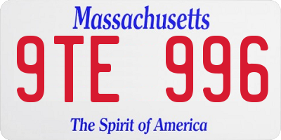 MA license plate 9TE996