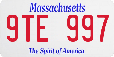 MA license plate 9TE997