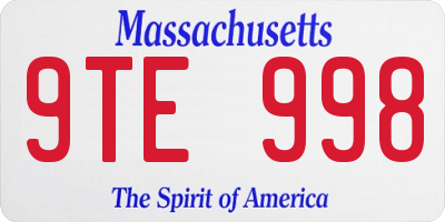 MA license plate 9TE998