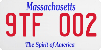 MA license plate 9TF002