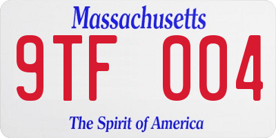MA license plate 9TF004