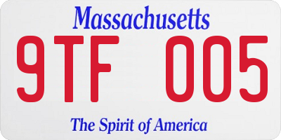 MA license plate 9TF005