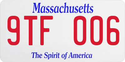 MA license plate 9TF006