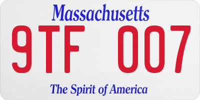 MA license plate 9TF007