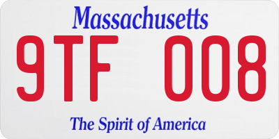 MA license plate 9TF008