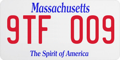 MA license plate 9TF009