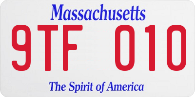 MA license plate 9TF010
