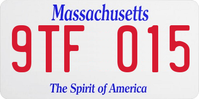 MA license plate 9TF015