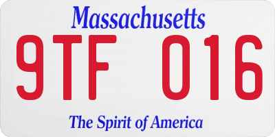 MA license plate 9TF016
