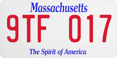 MA license plate 9TF017