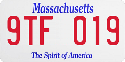 MA license plate 9TF019