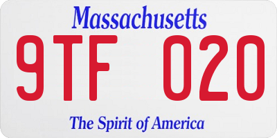 MA license plate 9TF020