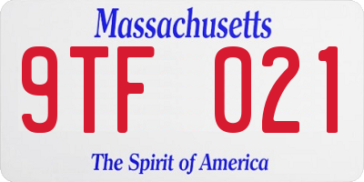 MA license plate 9TF021