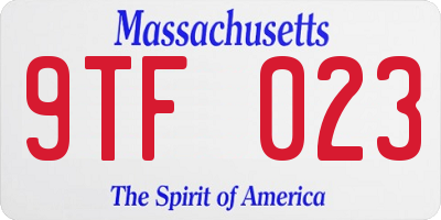 MA license plate 9TF023
