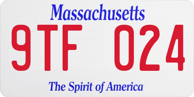 MA license plate 9TF024