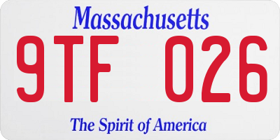 MA license plate 9TF026