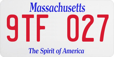 MA license plate 9TF027