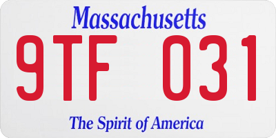 MA license plate 9TF031