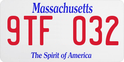 MA license plate 9TF032