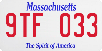 MA license plate 9TF033