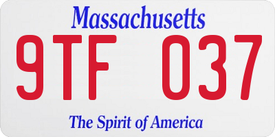MA license plate 9TF037