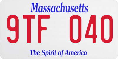 MA license plate 9TF040
