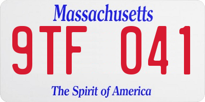 MA license plate 9TF041