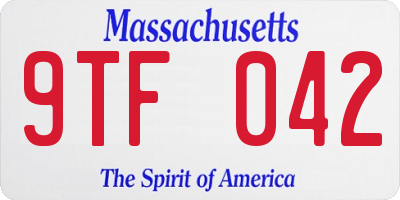 MA license plate 9TF042