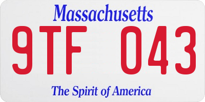 MA license plate 9TF043