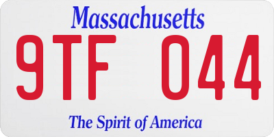 MA license plate 9TF044
