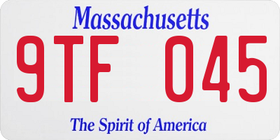 MA license plate 9TF045