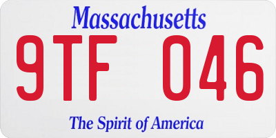 MA license plate 9TF046