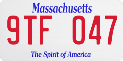 MA license plate 9TF047