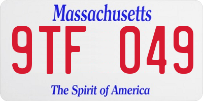 MA license plate 9TF049