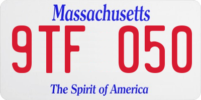 MA license plate 9TF050