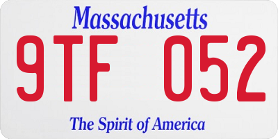 MA license plate 9TF052