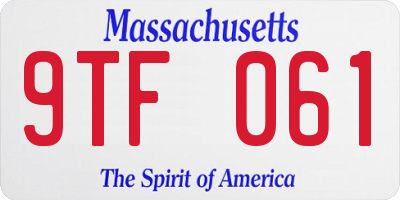 MA license plate 9TF061