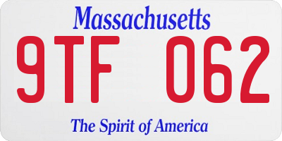 MA license plate 9TF062